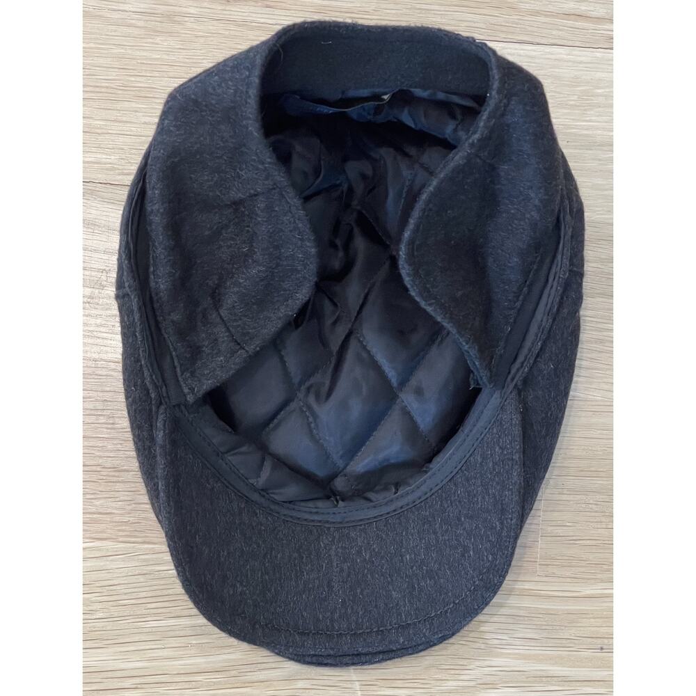 Joseph & Lyman Hat Cap Newsboy Mens XL Black Cashmere Felt Lined Ear Flap - Picture 9 of 10